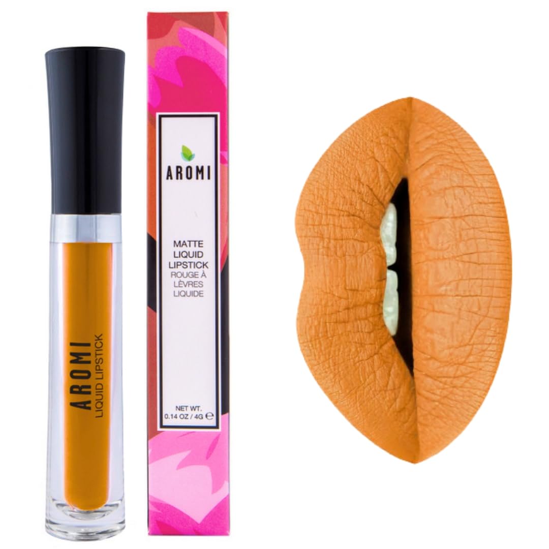 Aromi Matte Liquid Lipstick - Honey Mustard, Long-Lasting, Waterproof, Gluten Free, 0.14 Fl Oz