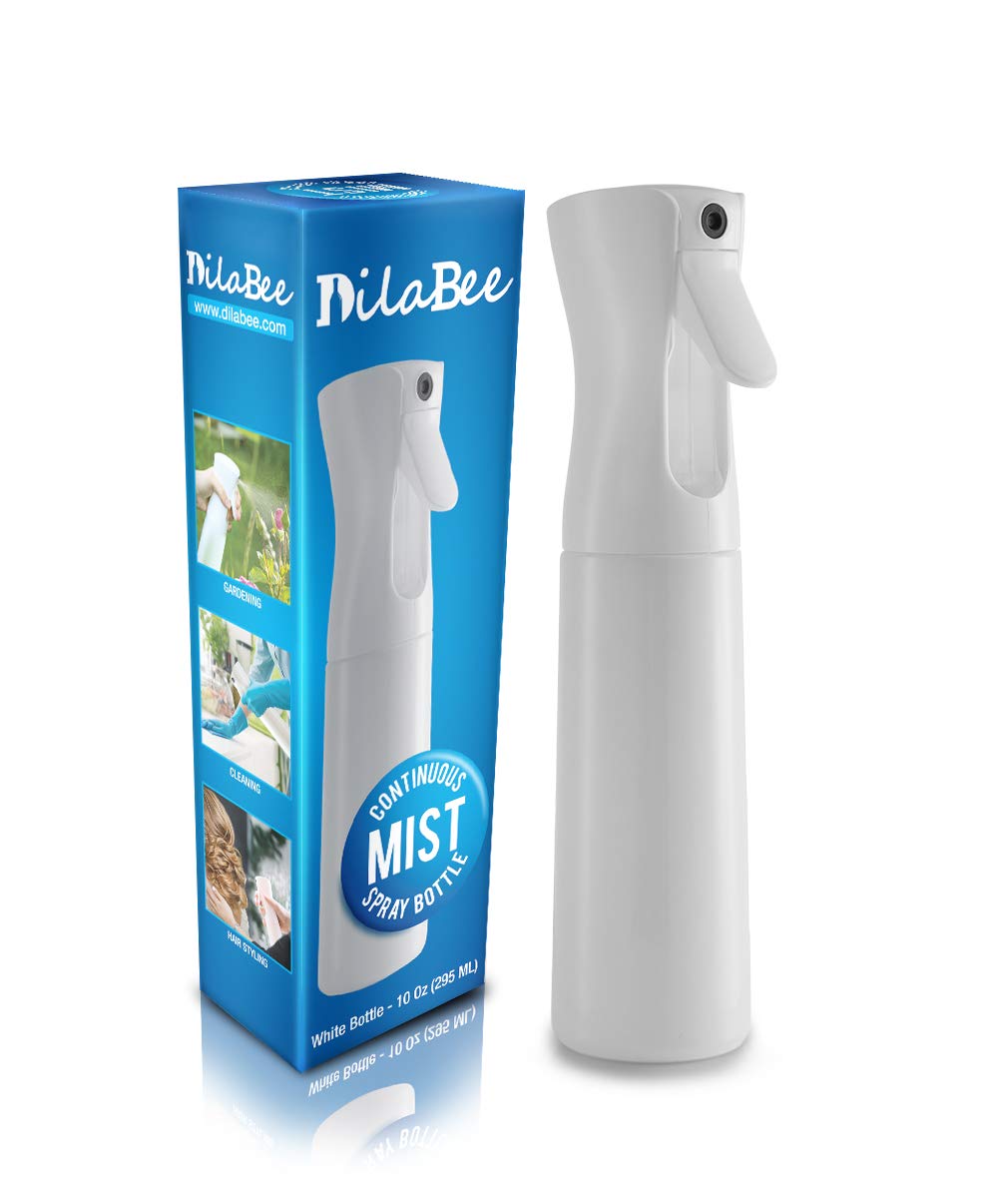 Dilabee 10 Oz Continuous Mist Spray Bottle - Salon Quality 360 Water Misting Sprayer