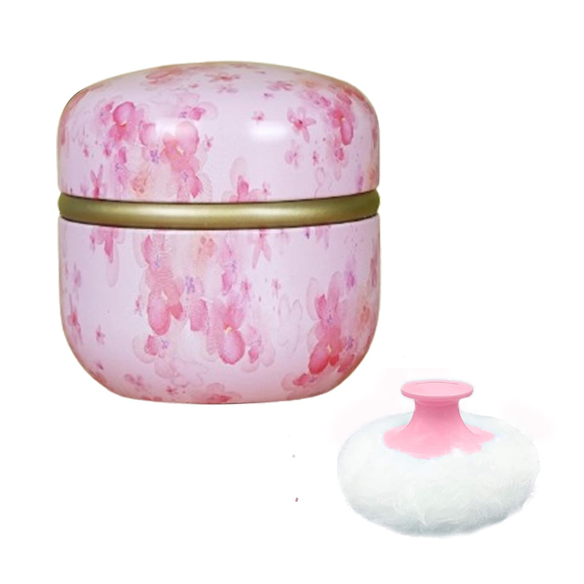 Qopoto Sakura Body Powder Puff With Container - Ideal For Bath & Travel, 1 Count