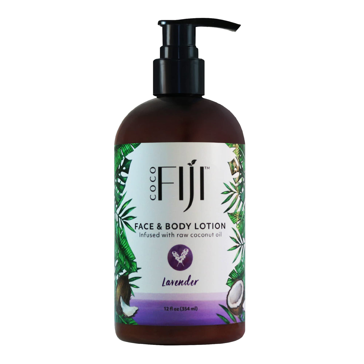 Organic Fiji Coco Fiji Face & Body Lotion With Coconut Oil - Lavender, 12 Fl Oz, Moisturizer