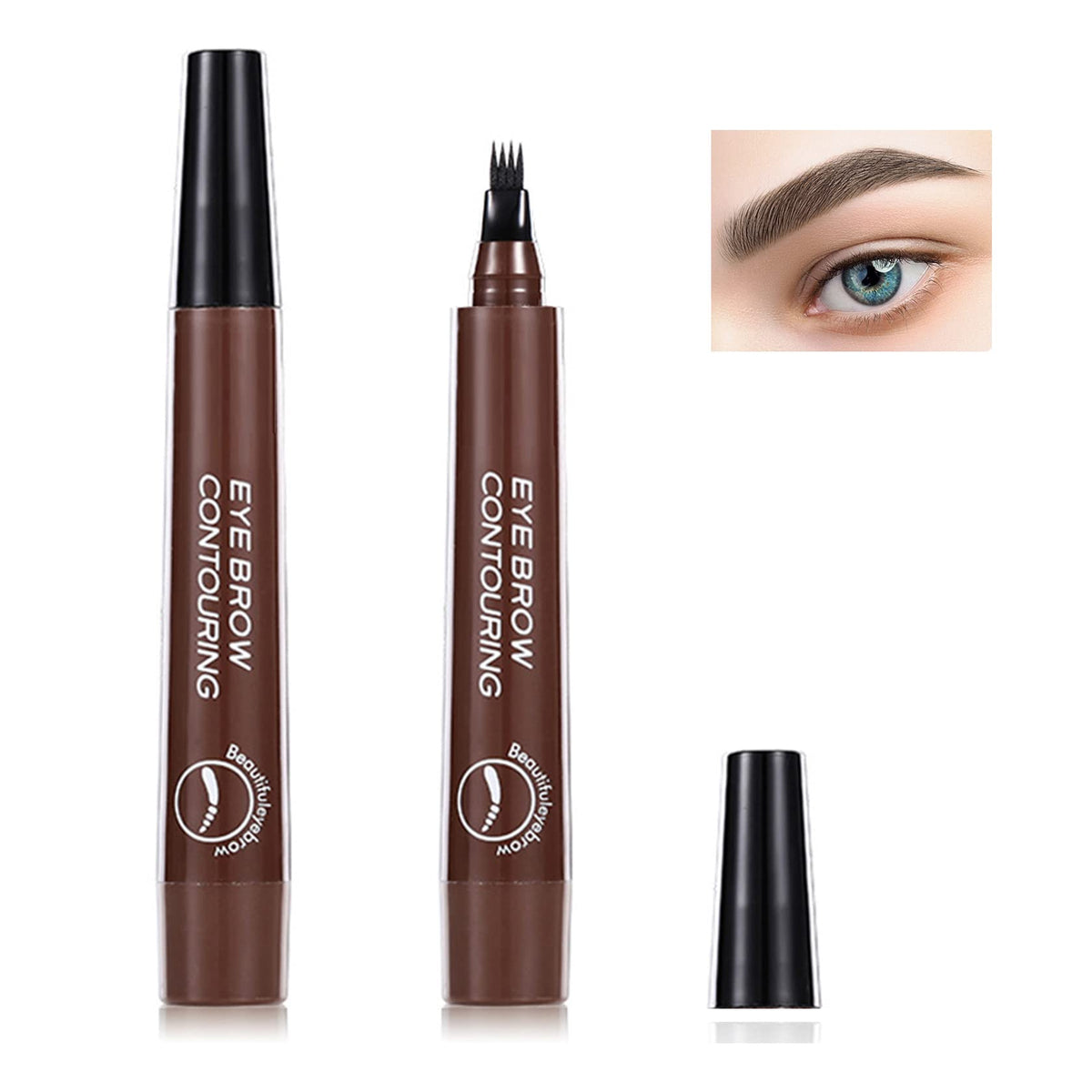 Bkpplzp Waterproof Eyebrow Pencil - 2 Pack, Microblading Pen For Natural Brows, Dark Brown