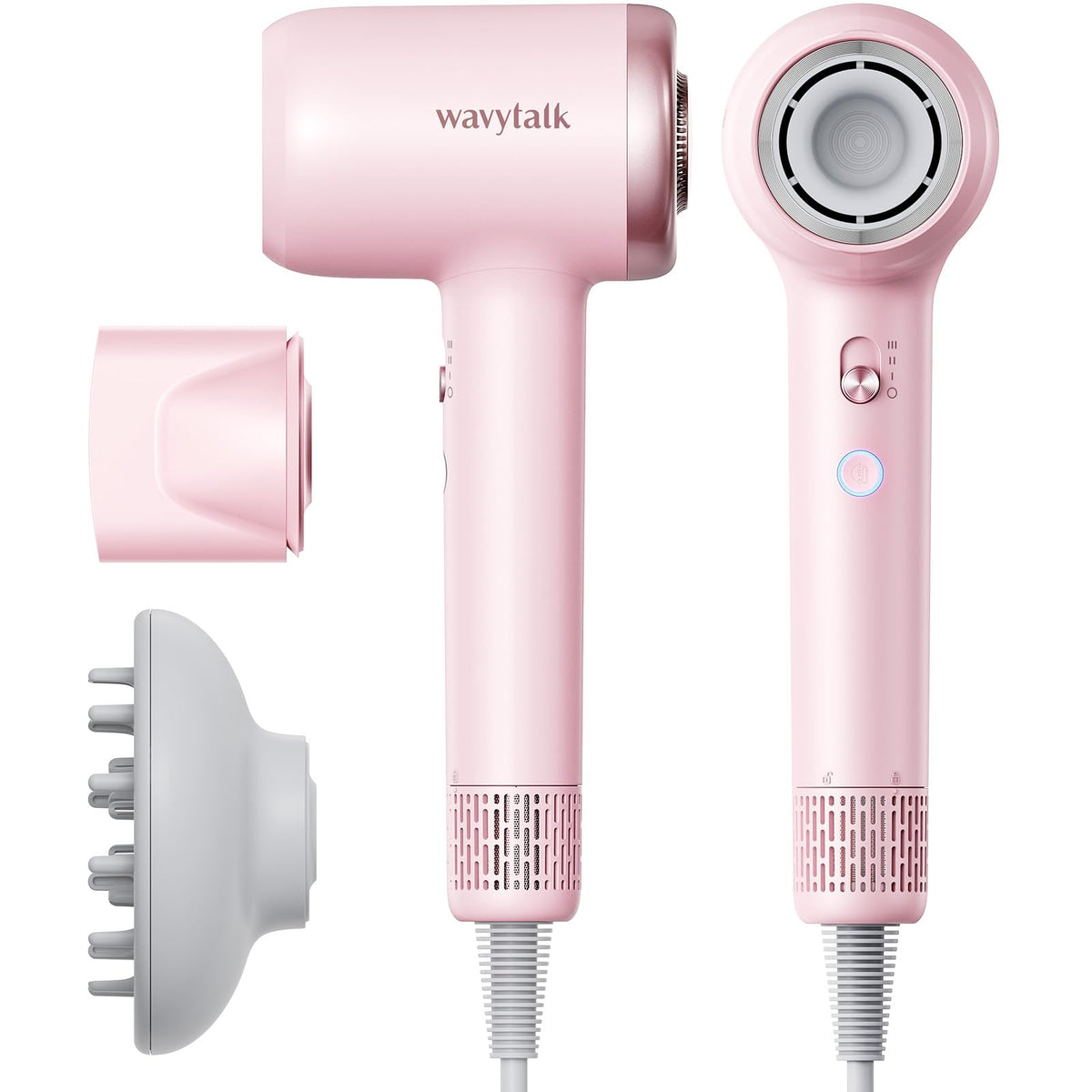 Wavytalk Hair Dryer With Diffuser - 110,000 Rpm Ionic Blow Dryer, Lightweight, Pink