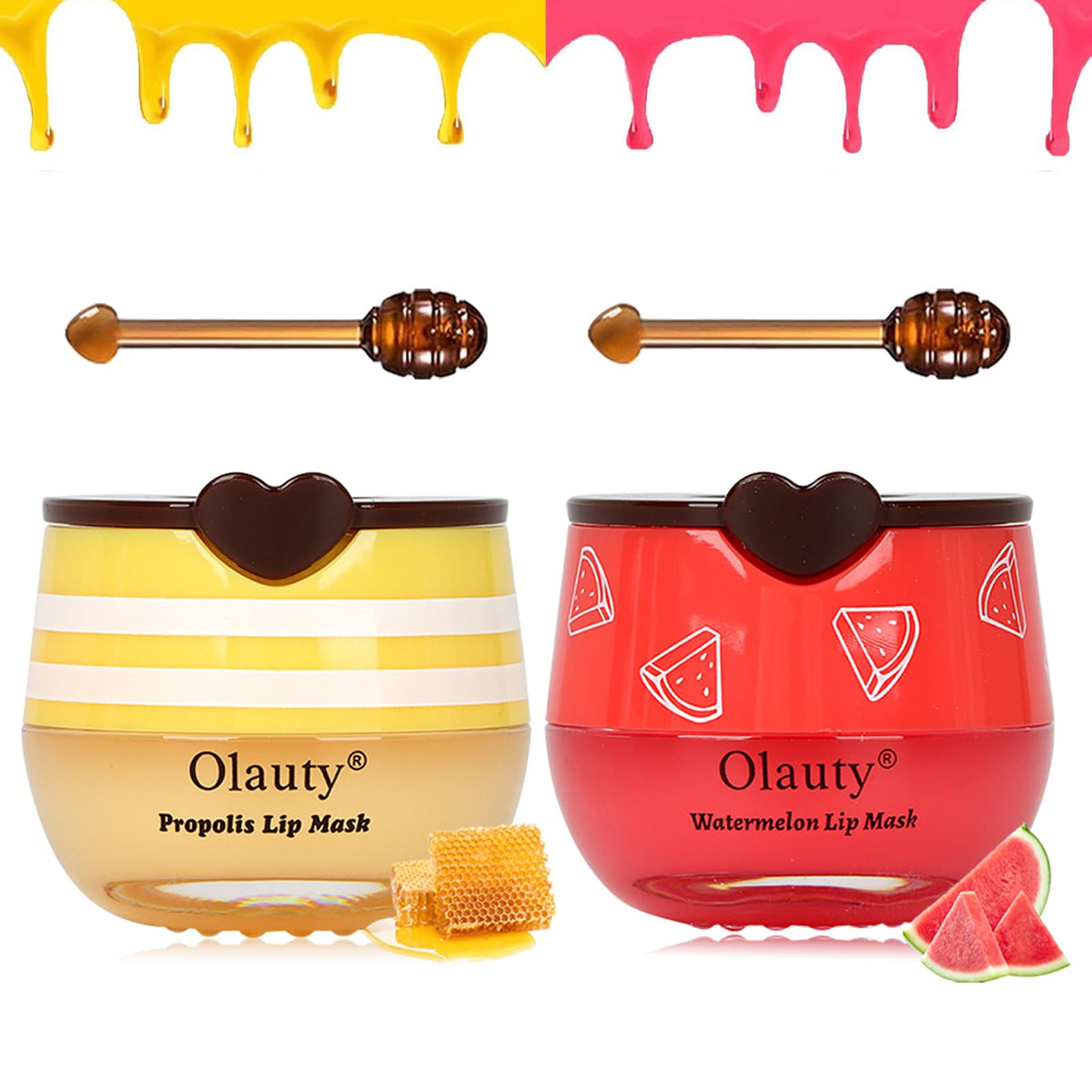 Sulily 2 Pcs Bee Lip Balm & Lip Mask - Honey & Watermelon, Moisturizing Lip Care, Exfoliator