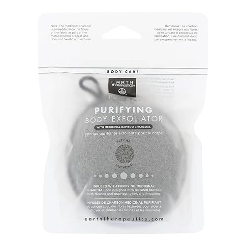 Earth Therapeutics Charcoal Exfoliating Body Sponge - Purifying 1 Count, Black