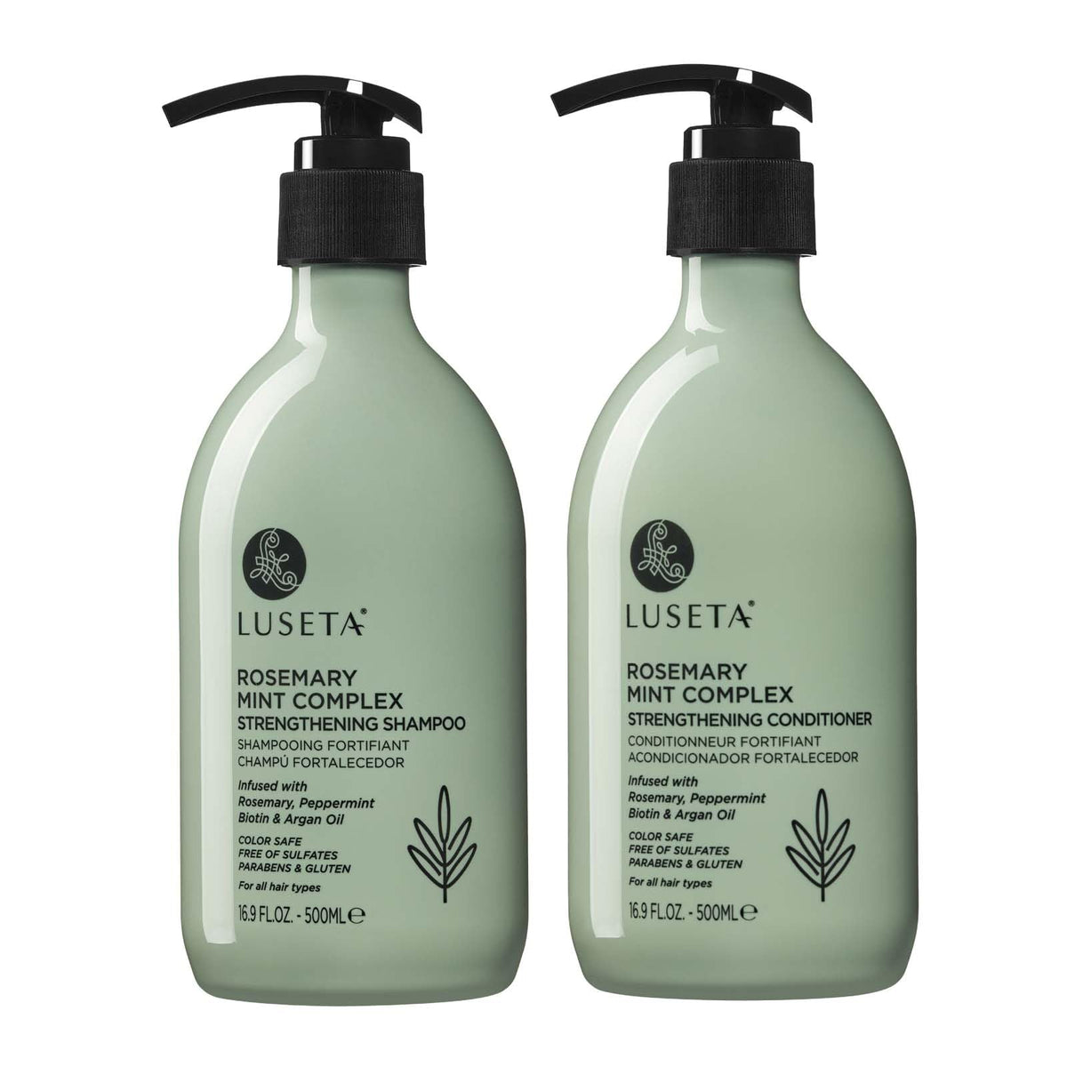 L Luseta Rosemary Mint Strengthening Shampoo & Conditioner, 16.9Oz, Nourishes & Reduces Frizz