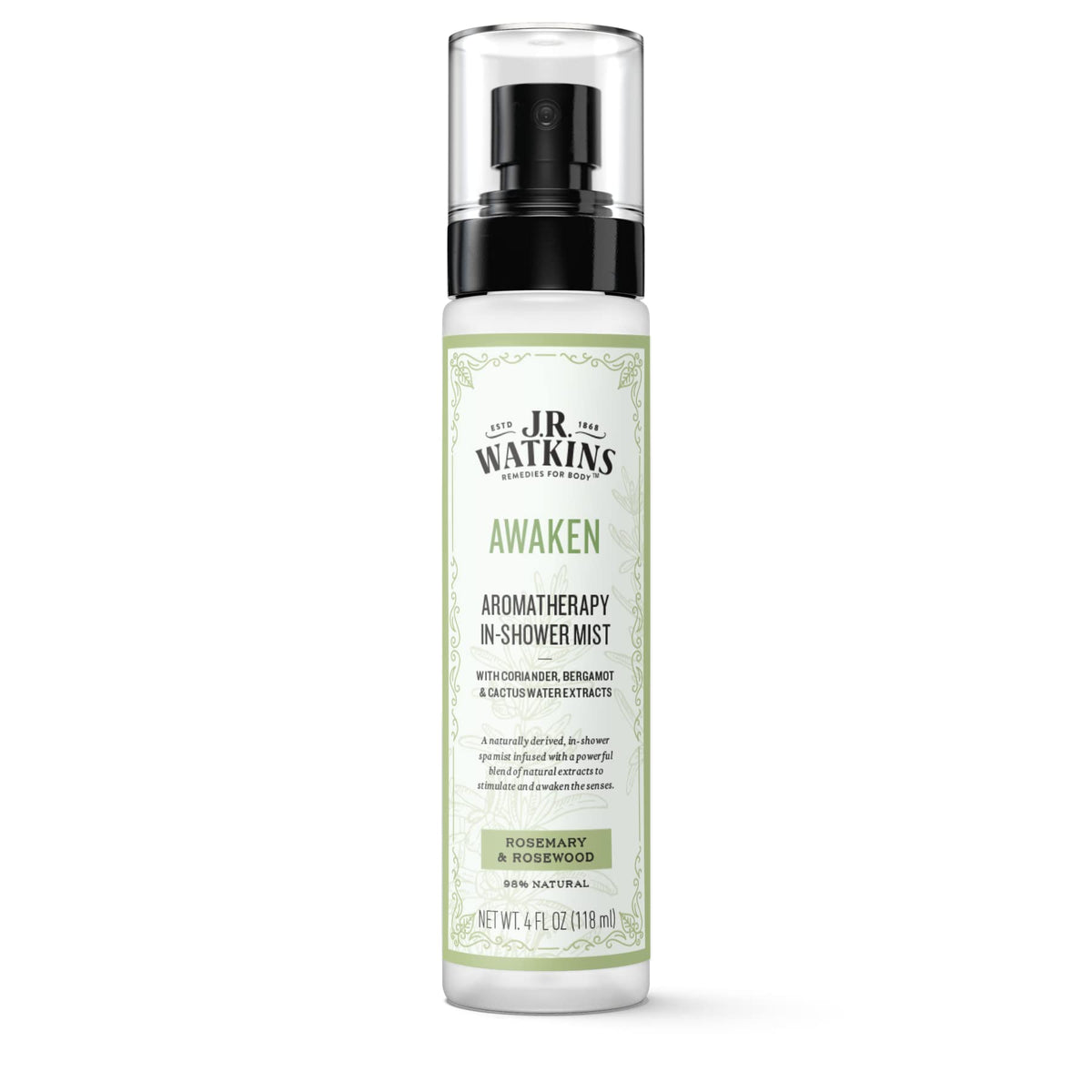 J.R. Watkins Awaken Aromatherapy In-Shower Mist, Rosemary & Rosewood, 4 Oz