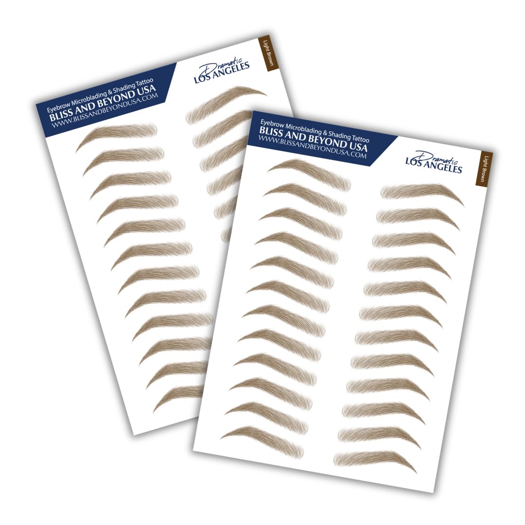 Bliss And Beyond Usa Long Lasting Light Brown Eyebrow Tattoo Stickers For Alopecia & Cancer