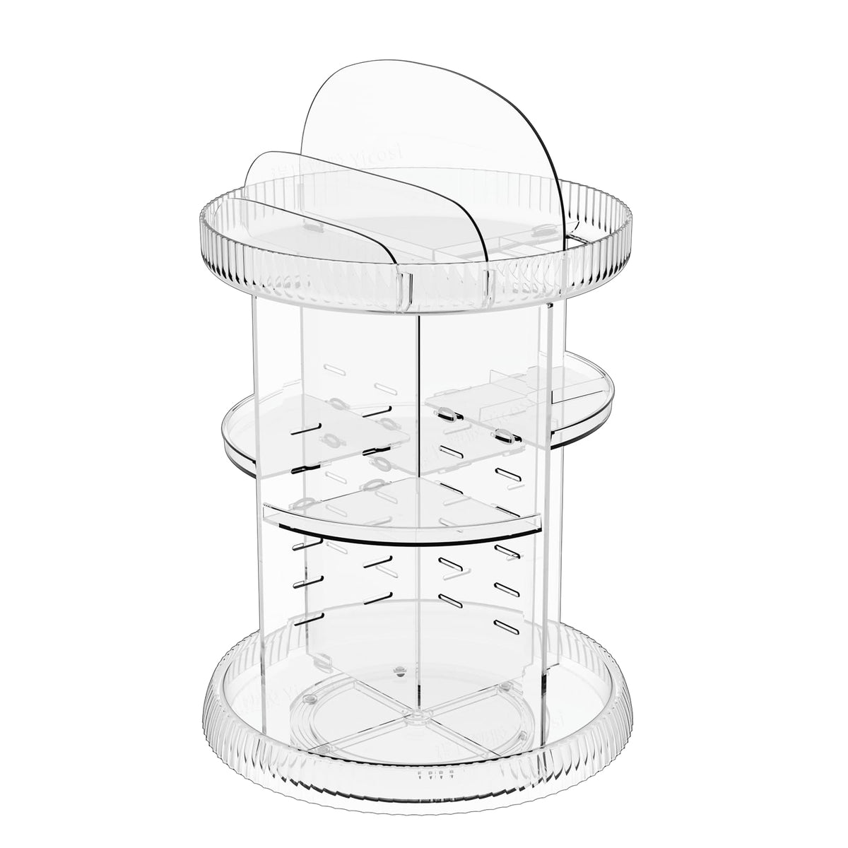 Yieach 360 Rotating Makeup Organizer - Clear Acrylic Skincare Carousel With Brush & Perfume Holders