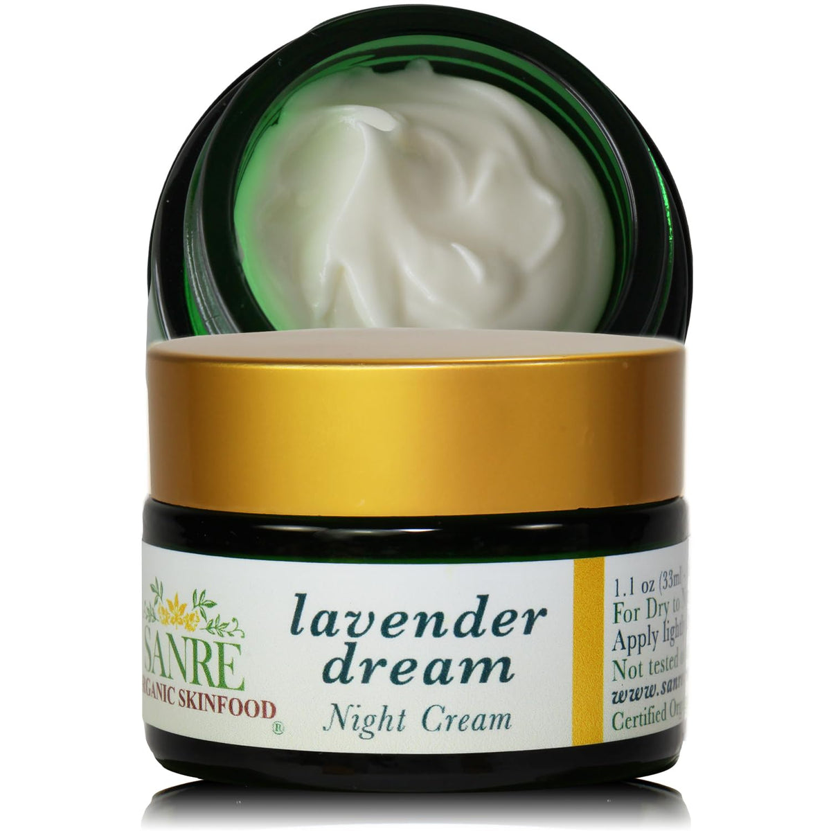 Sanre Organic Skinfood Lavender Dream Night Cream - 100% Usda Organic For Dry To Normal Skin