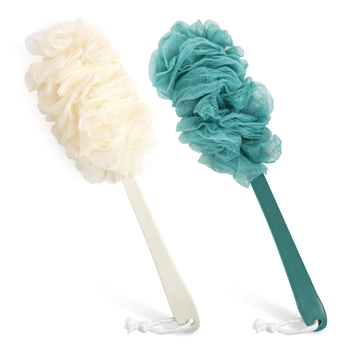 Pipuha 2-Pack Back Scrubber Loofah Sponge With Long Handle For Men & Women - Blue & White