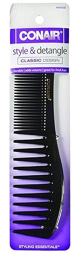 Conair Wide-Tooth Lift Comb - Black, 1 Count (Pack Of 3) For Effortless Styling