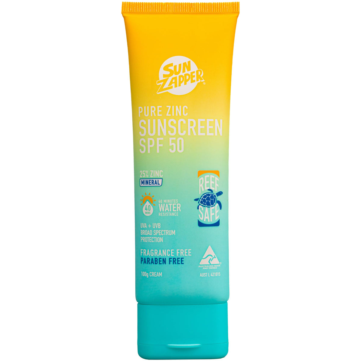 Sun Zapper Pure Zinc Sunscreen Spf 50 - Reef Safe, Water Resistant, 100G - 3.52 Oz