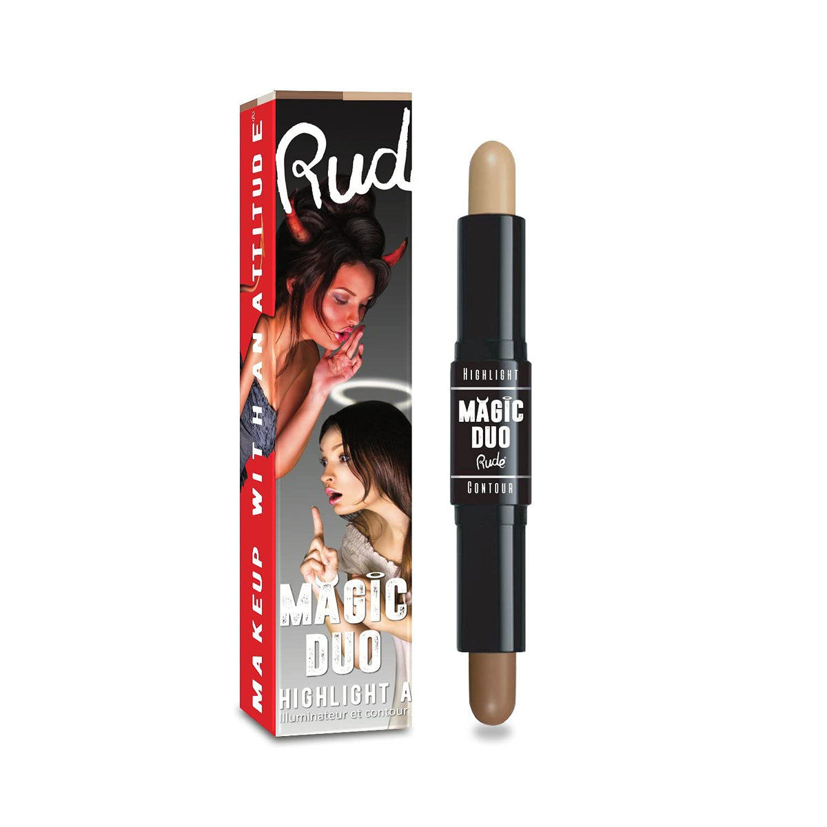 Rude Magic Duo Highlight And Contour - Medium, 0.3 Oz, Cranberry, Women'S Makeup