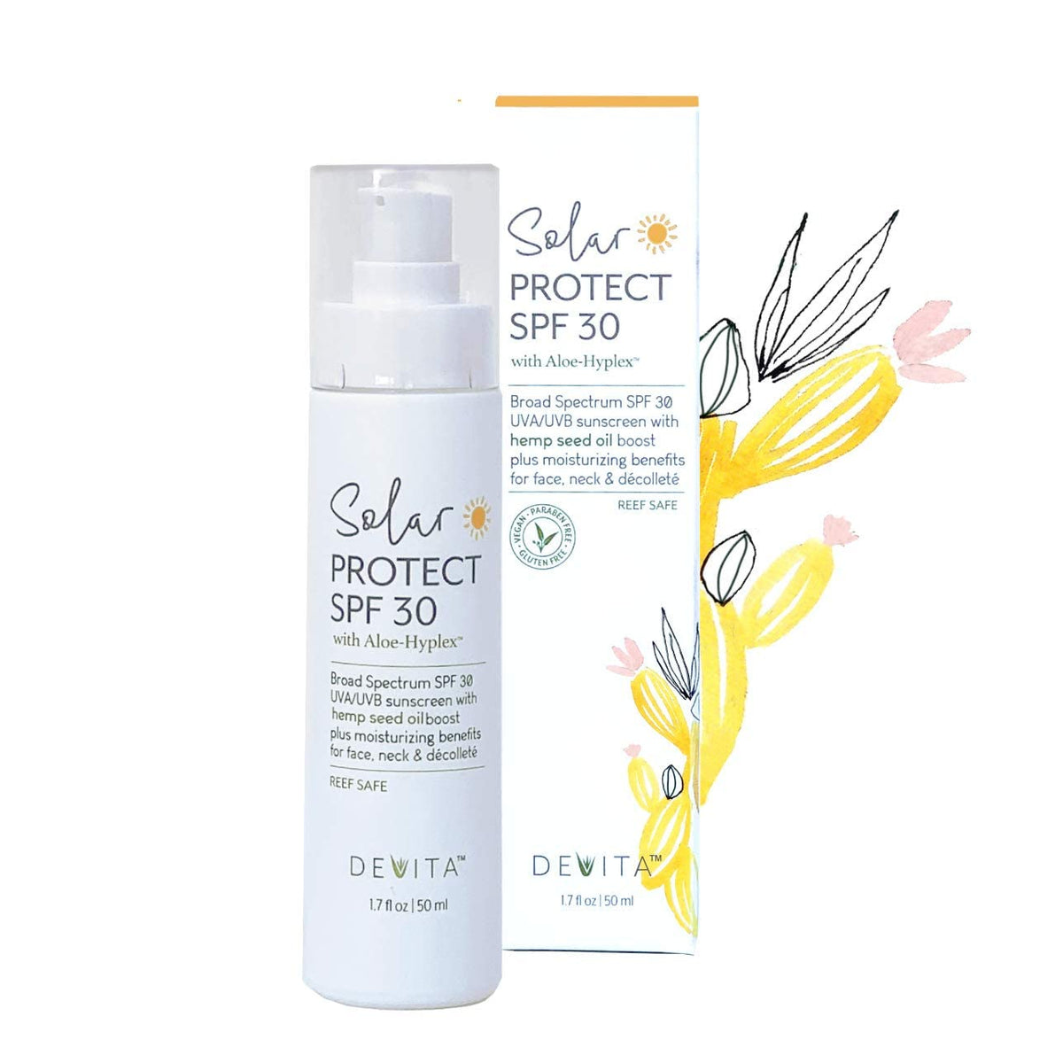 Devita Solar Protect Spf30 Sunscreen For Face & Neck - Vegan Moisturizer For Dry Skin