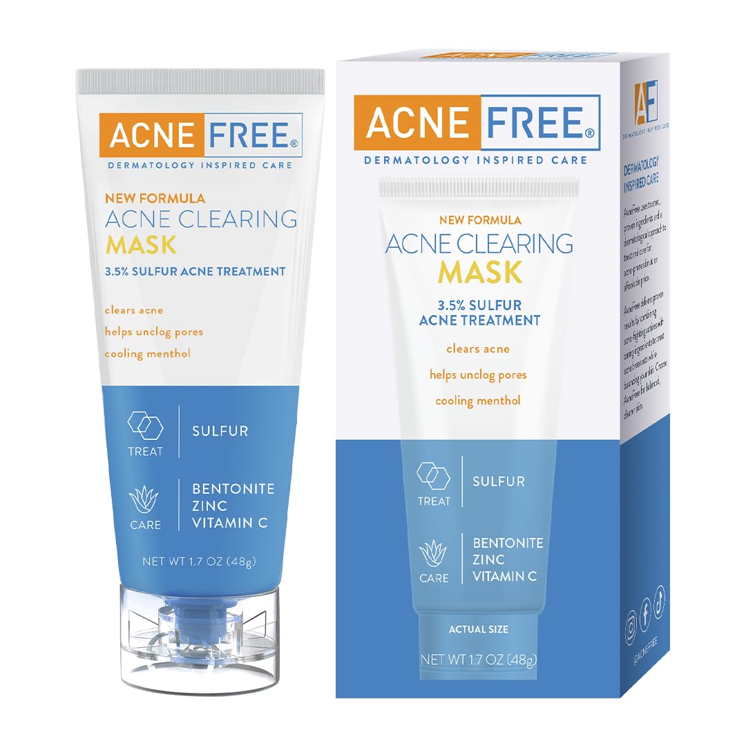 AcneFree Acne Clearing Mask, 3.5% Sulfur Treatment for Acne, Oil Control & Unclogging Pores,