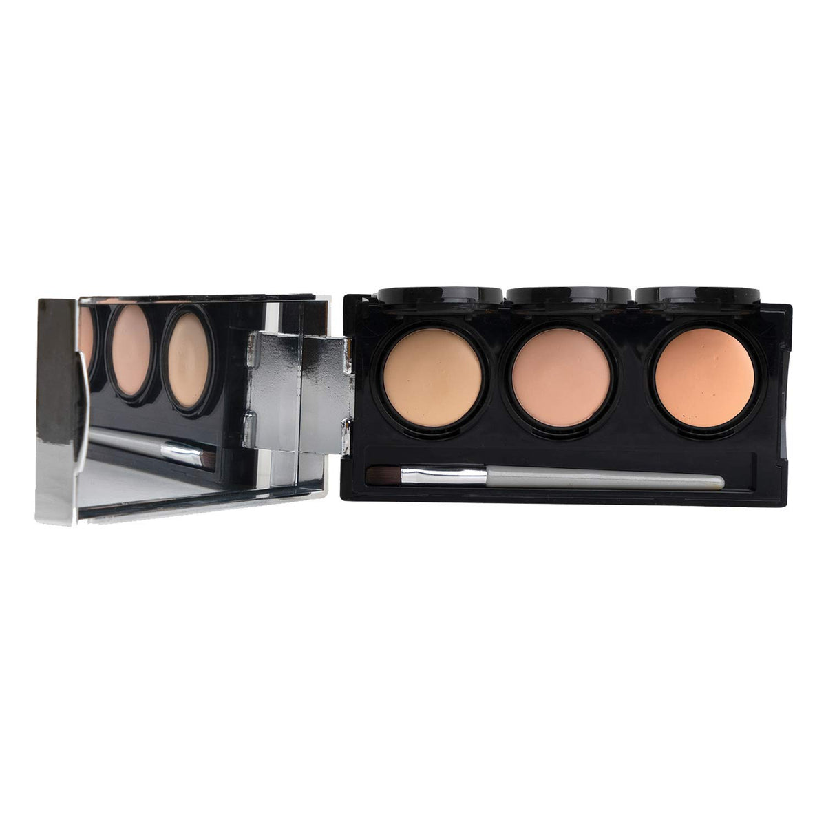 Dermaflage Full Coverage Concealer Palette - Waterproof Cream, 3 Colors + Brush, Light