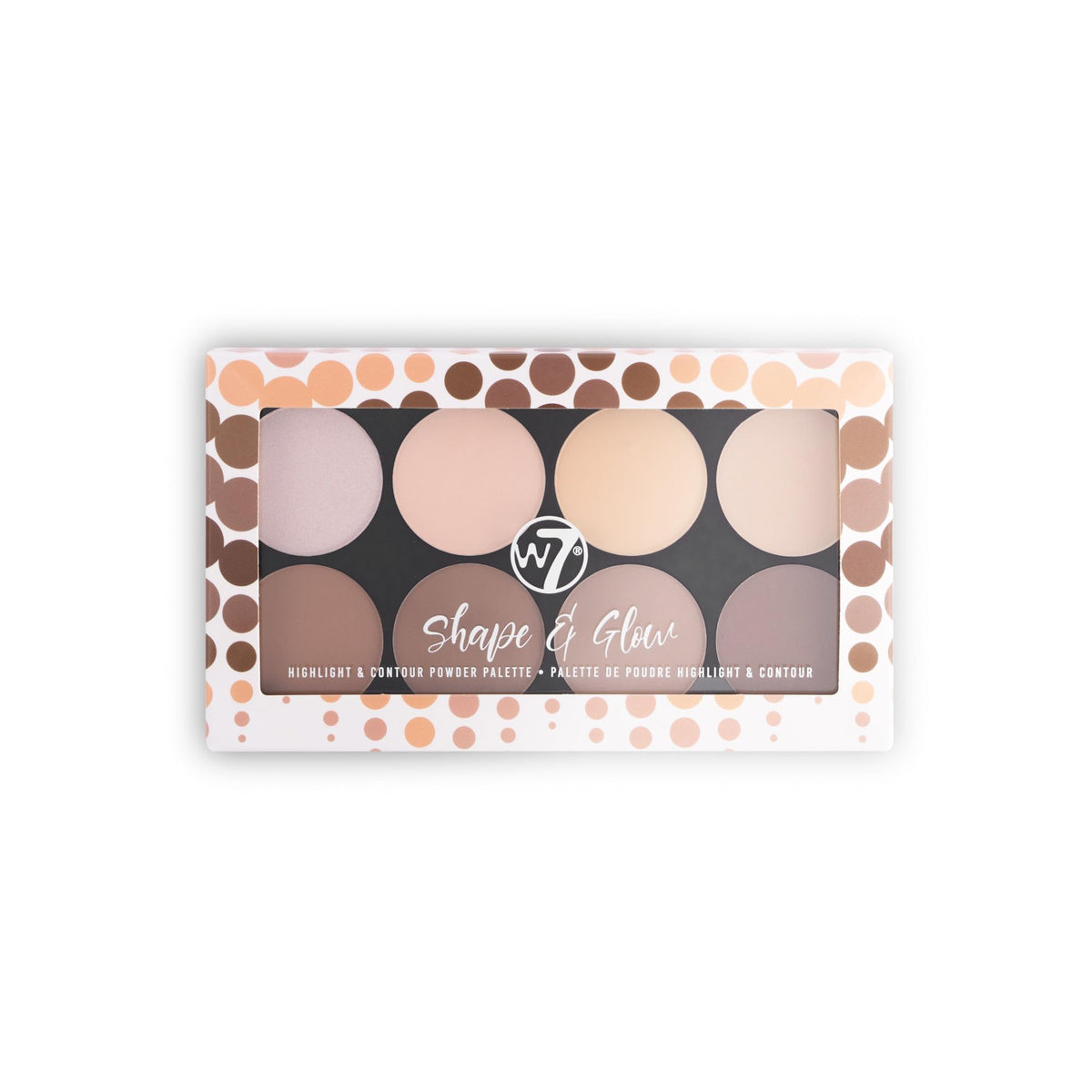 W7 Shape & Glow 8 Shade Highlight & Contour Powder Palette - Professional Face Makeup