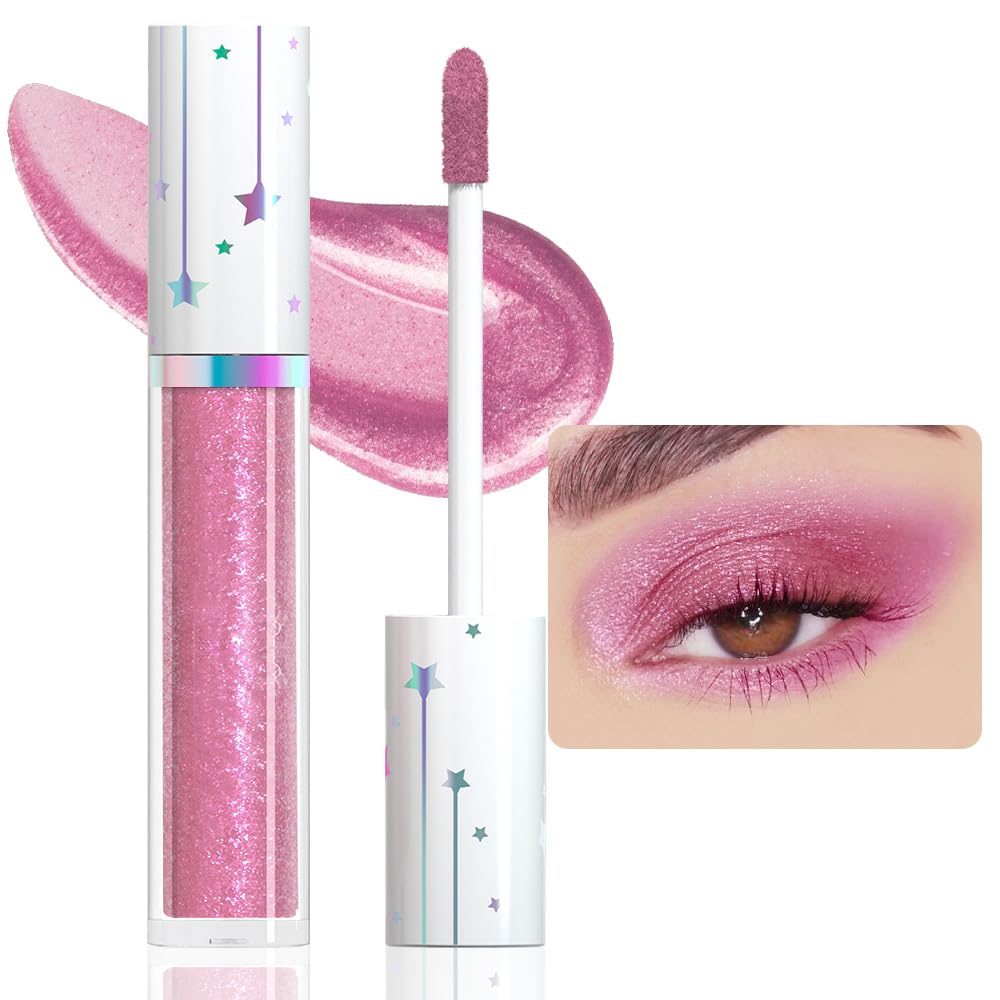 Evpct Liquid Shimmery Glitter Eyeshadow Stick, High Pigment Waterproof Eyeliner, 18# Girlish Pink