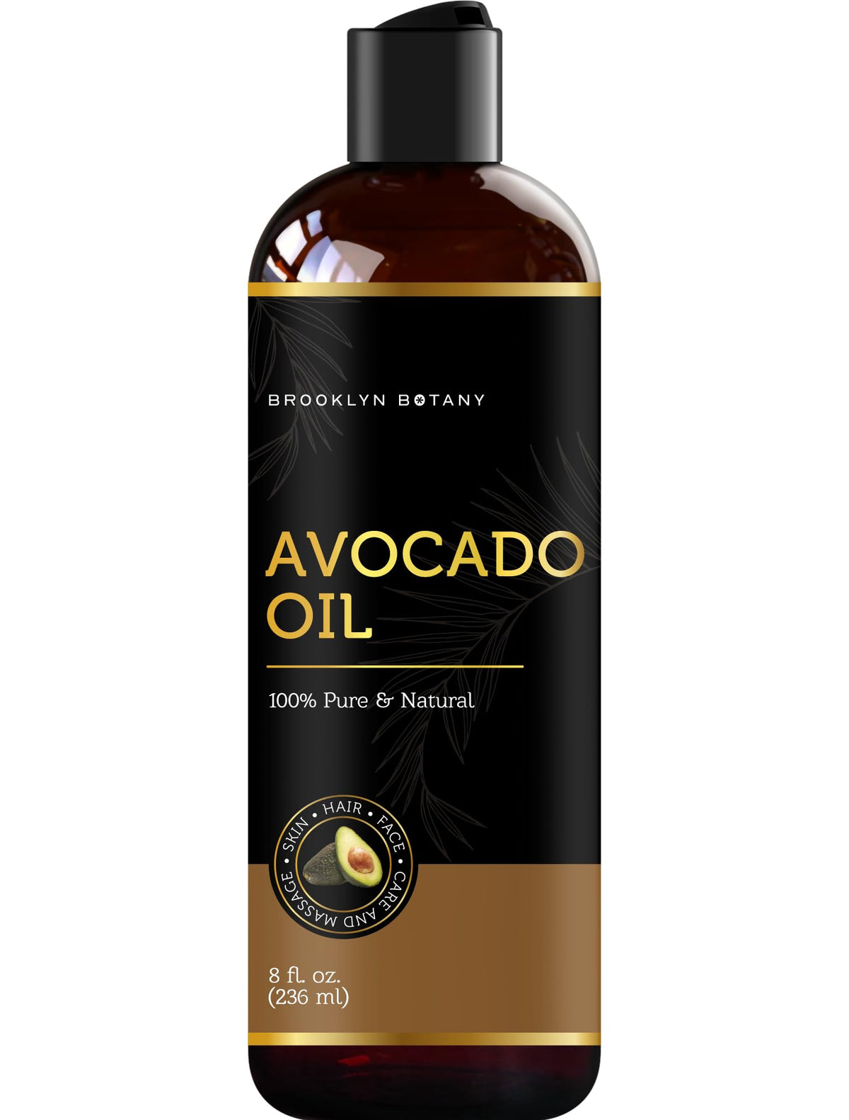 Brooklyn Botany 100% Pure Avocado Oil - Natural Body & Hair Oil for Essential Oils, 8 Fl Oz