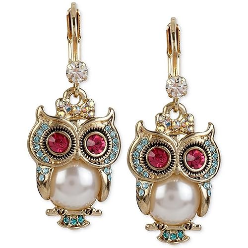 Betsey Johnson Pearl Critters Owl Drop Earrings - One Size Glass Jewelry