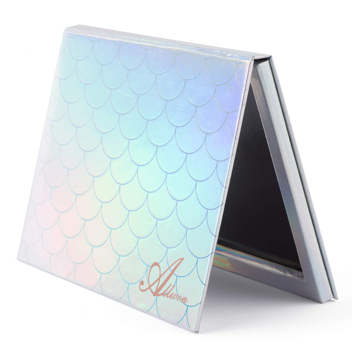 Allwon Mermaid Magnetic Makeup Palette With Mirror & 30 Adhesive Metal Stickers, Silver