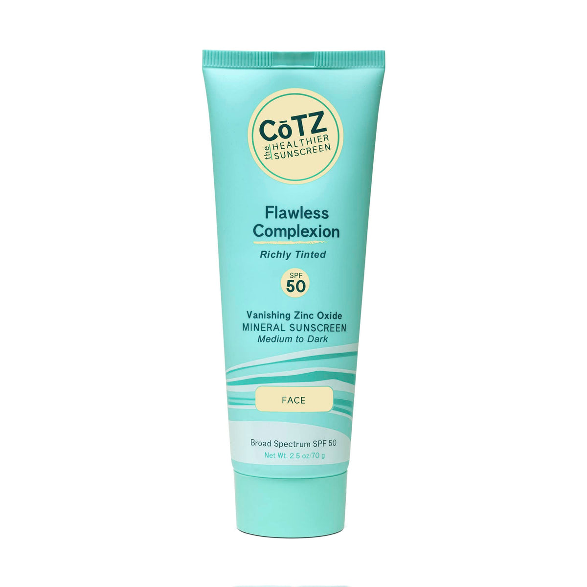 Cotz Flawless Complexion Tinted Mineral Sunscreen Spf 50 For Medium To Dark Skin, 2.5Oz