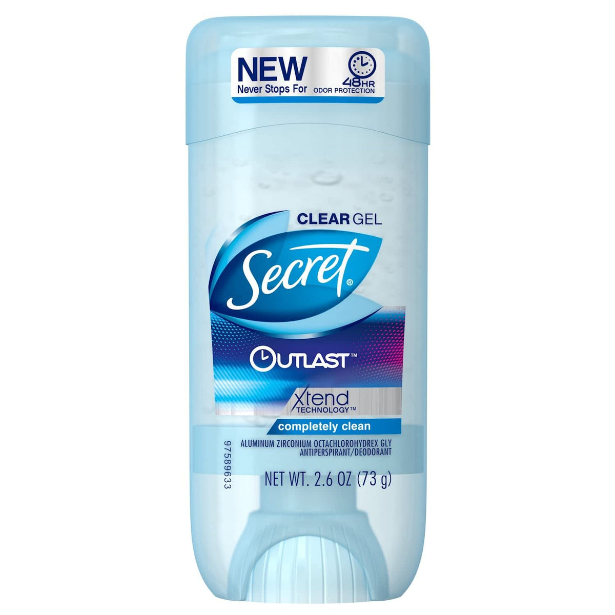 Secret Outlast Clear Gel Antiperspirant & Deodorant, Completely Clean, 2.6 Oz (Pack Of 4)