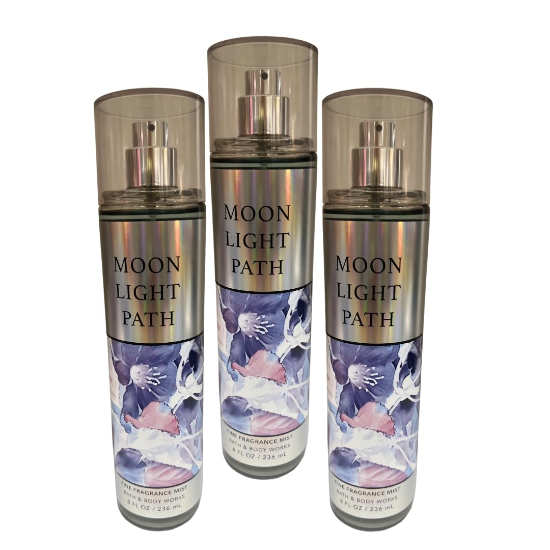 Bath & Body Works Moonlight Path Fine Fragrance Mist 8Oz - Set Of 3, Long-Lasting Scent