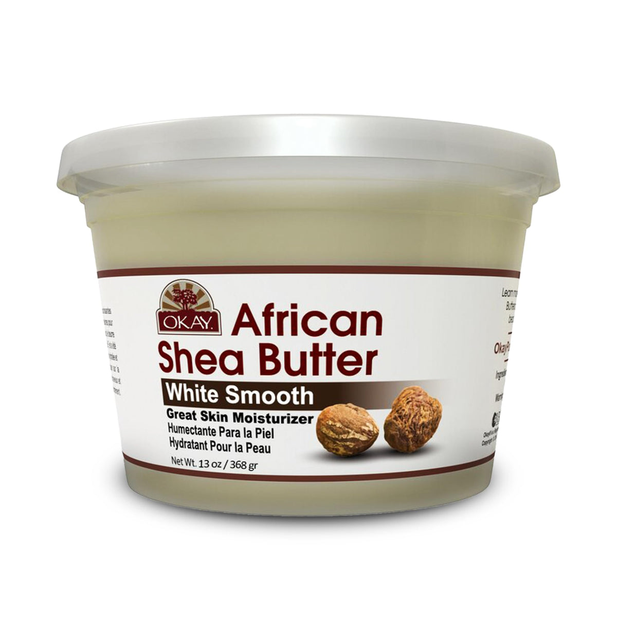 Okay Pure Naturals White Shea Butter - Raw African Moisturizer For Hair & Skin, 13 Oz Jar