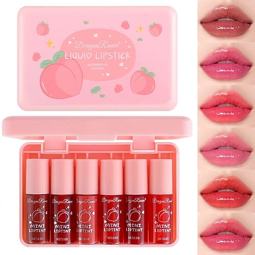 Zarics 6 Colors Matte Velvet Lip Tint, Long-Lasting Peach Lip Stain & Cheek Tint, 0.01