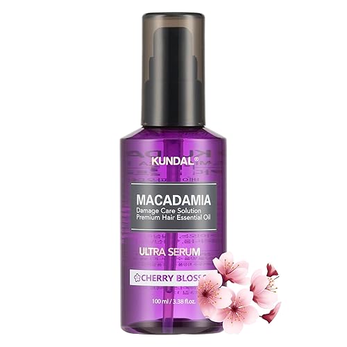 Kundal Macadamia Oil Hair Serum - Cherry Blossom, Intense Repair & Frizz Control, 3.38 Fl Oz