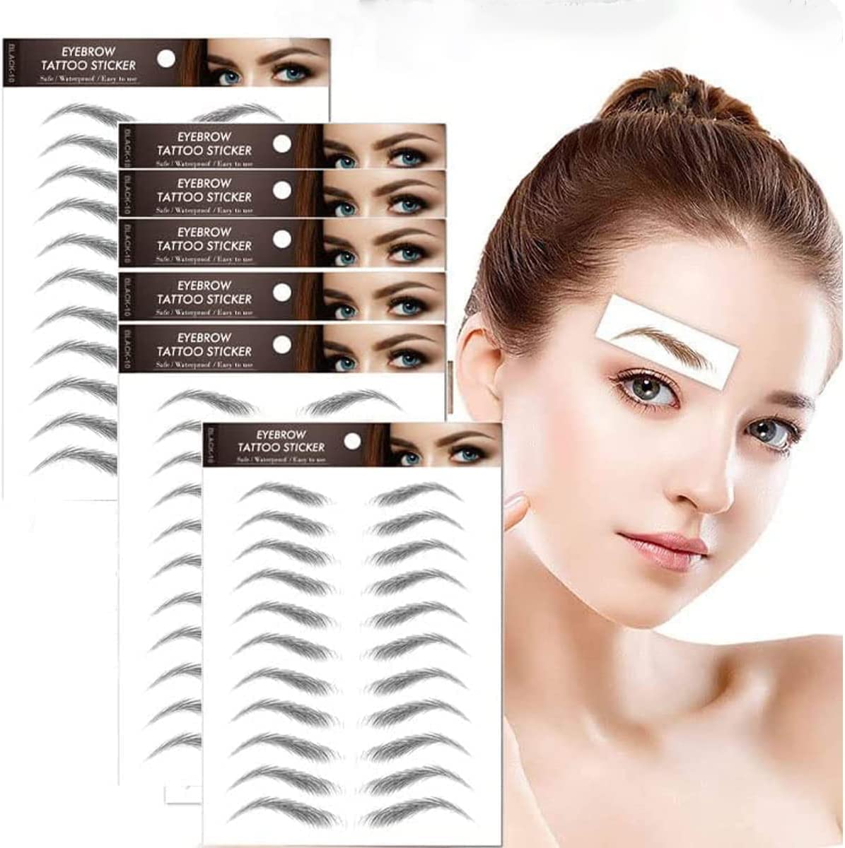 Kyzistn 77 Pairs 4D Waterproof Eyebrow Tattoo Stickers, Natural Look, Long Lasting, Black