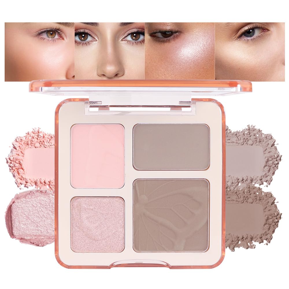 Suake 3-In-1 Brown Nude Face Highlight Bronzer Palette - Buildable Matte Makeup 4G