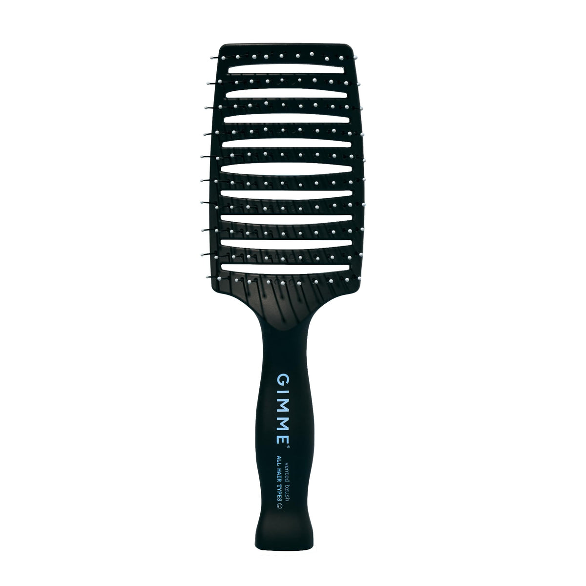 GIMME Vented Hair Brush - Damage-Free Detangling, Ergonomic Handle, Nylon Bristles, Black