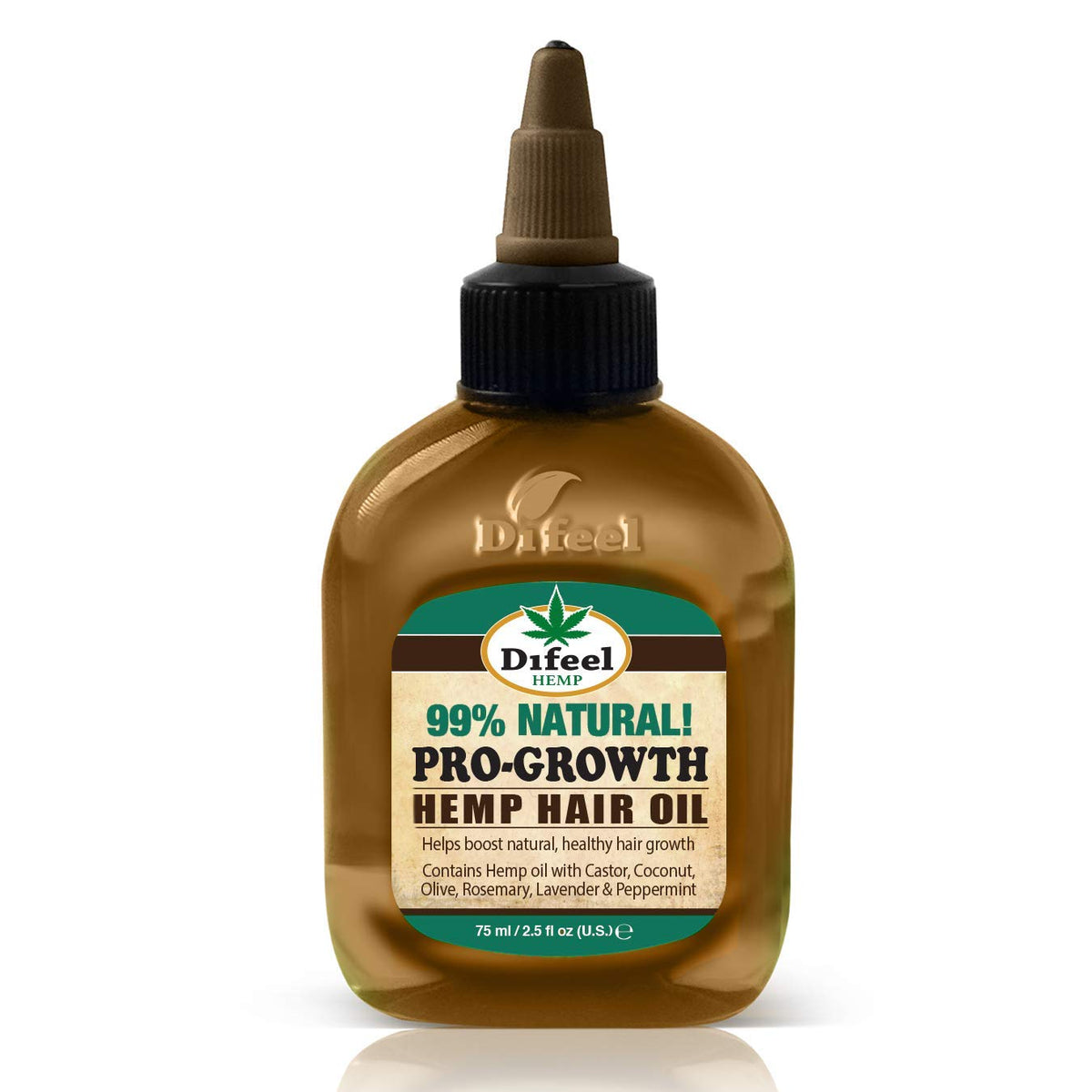 Difeel Hemp Pro-Growth Hair Oil - 99% Natural, 2.5 Fl Oz For Healthy Hair