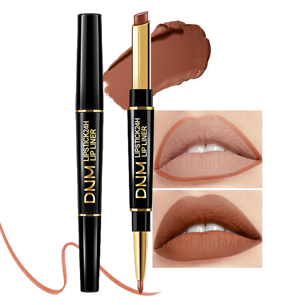 Hhltoh 2-In-1 Brown Velvet Matte Lip Liner & Lipstick, Long Lasting, Waterproof, Smudge Proof