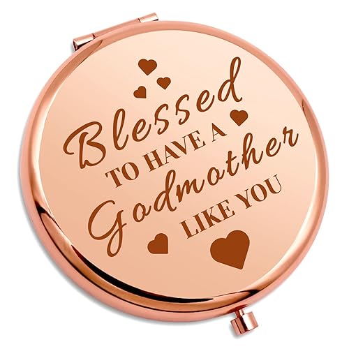 Gevody Rose Gold Compact Makeup Mirror - Christian Gift for Godmother, Birthday, Mother's Day