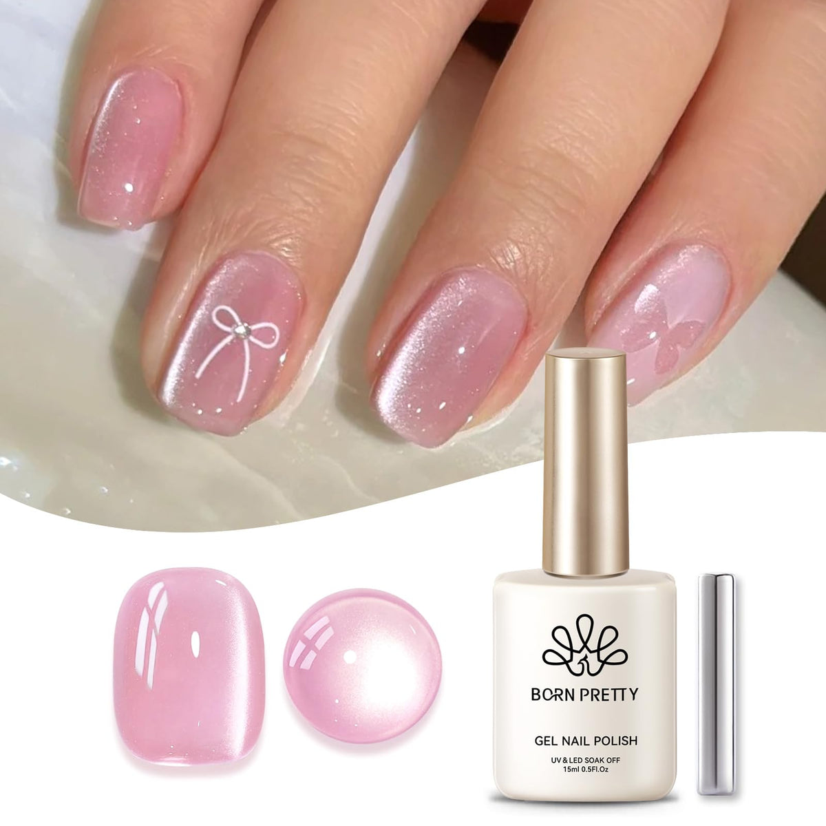 Born Pretty Moonlight Pink Cat Magnetic Eye Gel Nail Polish 15Ml - Shiny Soak Off Manicure