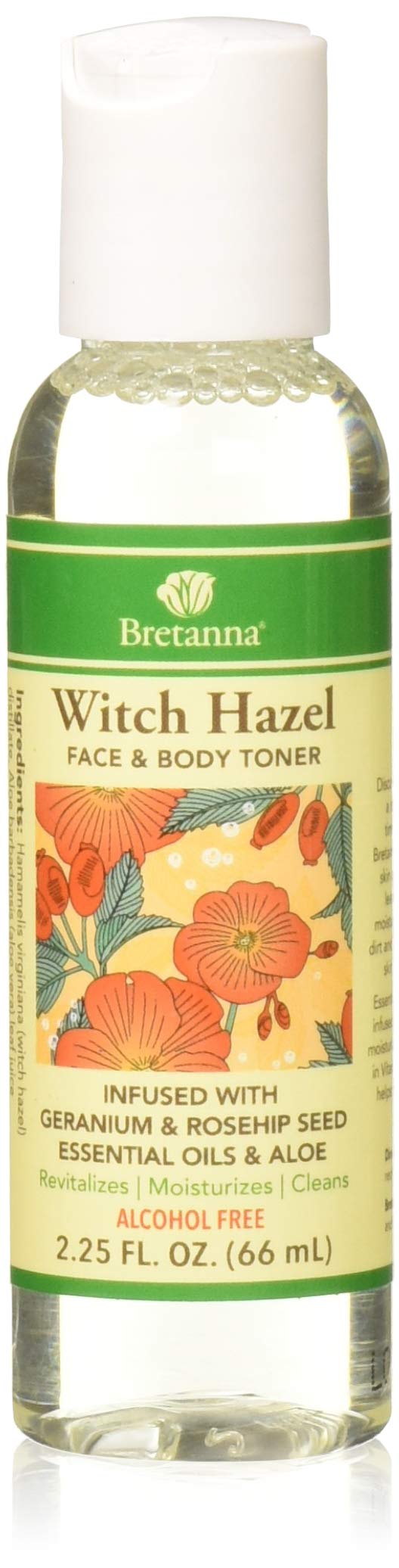 Bretanna Witch Hazel Toner With Geranium & Rosehip, 2.25 Fl Oz - Skin Hydrating Formula