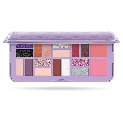 Pupa Milano 18 Pan Eyeshadow & Blush Palette - 001 Lilac, Matte & Shimmer, Talc-Free, Eco