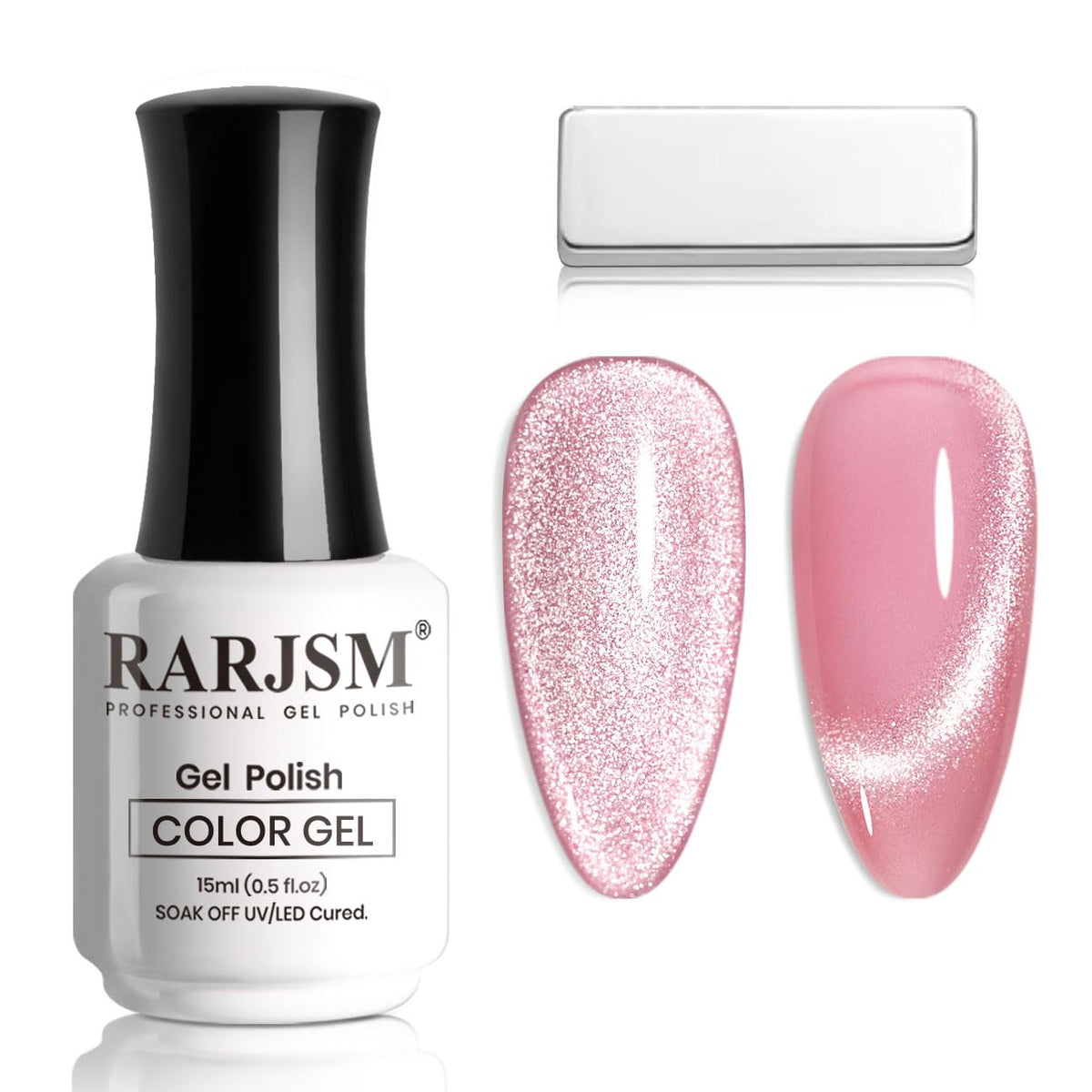 Rarjsm 9D Cat Eye Gel Nail Polish - Nude Purple Pink Glitter, 15Ml Uv Led Soak Off