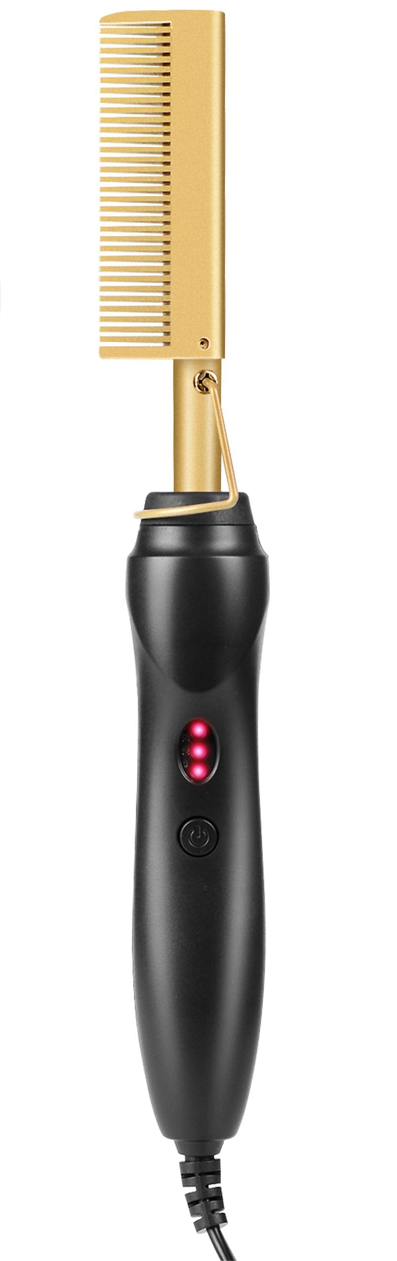 SHOTBOW Hot Comb Hair Straightener - Portable Anti-Scald Ceramic Heated Brush, Gold