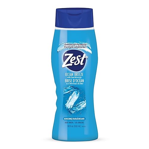 Zest Ocean Breeze Body Wash, 18 Fl Oz - Sea Minerals, Rich Lather, Invigorating Scent, Pack of 