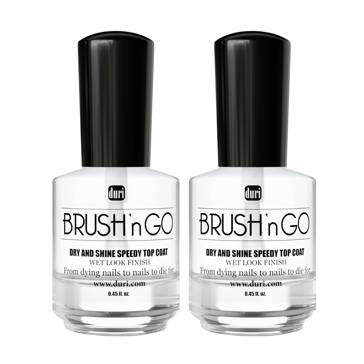 Duri Top Coat & Cuticle Treatment Combo - Brush'N Go Dry & Shine + Herbatherapy Drops, 0.45 Fl Oz