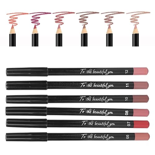 Estink 6 Pcs Lip Liner Pencil Set - Professional Smooth Makeup Cosmetic Pens, Colorful Lines