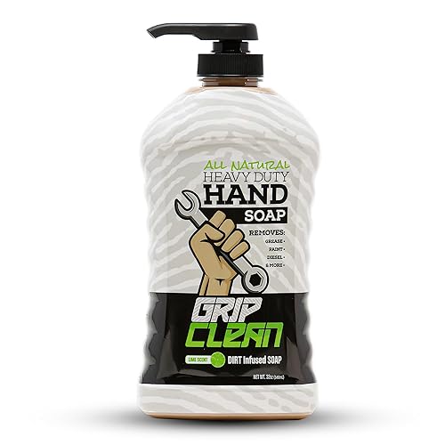 Grip Clean Heavy-Duty Hand Cleaner - Pumice & Clay Soap For Mechanics, 32Oz, Lime Scent