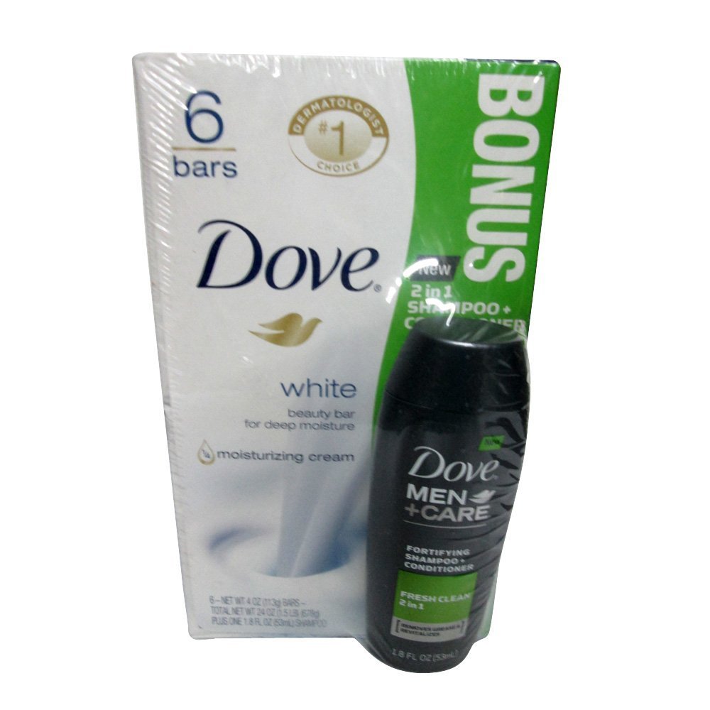 Dove Beauty Bar White 4 oz, 6 Bar (Pack of 2)