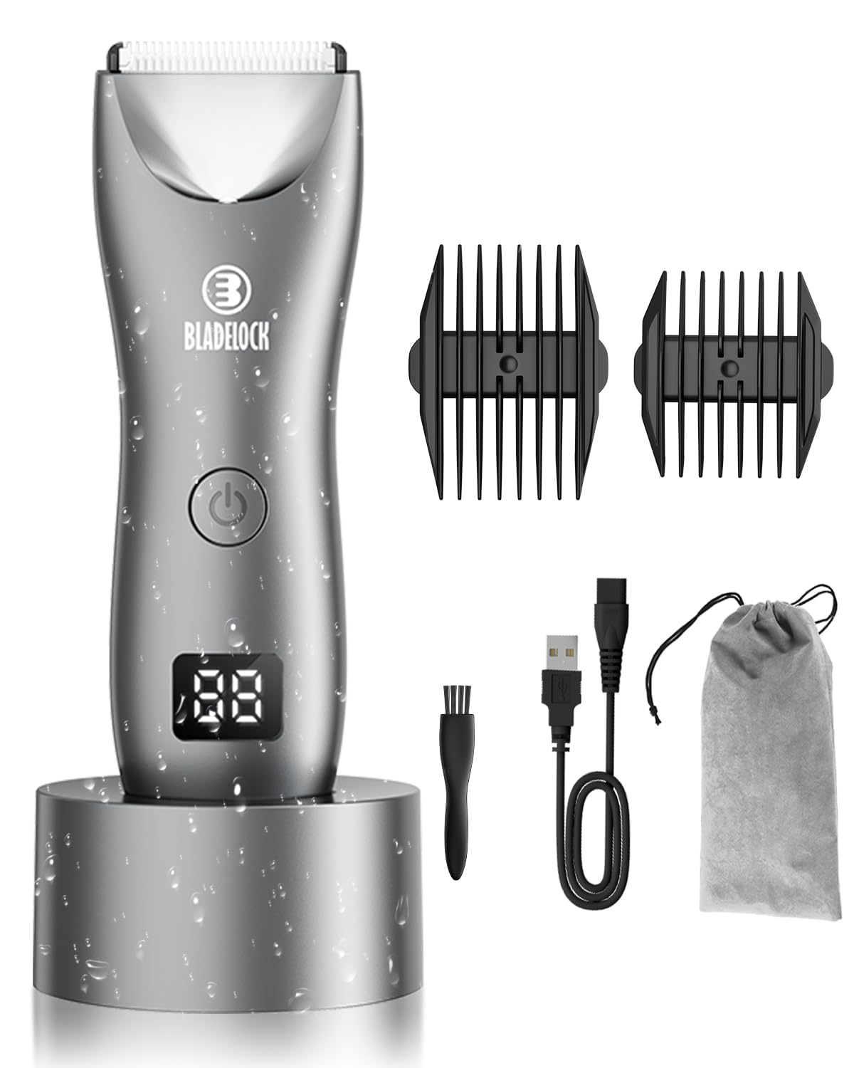 Enssu Waterproof Body Hair Trimmer For Men With Light, Rechargeable Groomer & Dock, Led Display