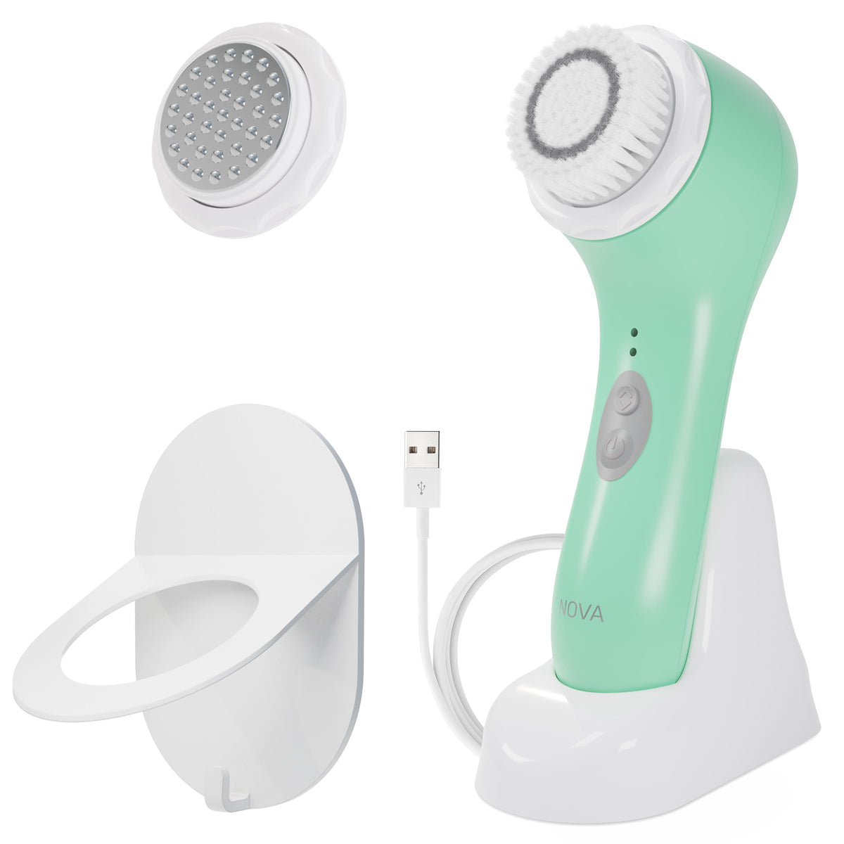 Spa Sciences Nova Sonic Cleansing Brush - Waterproof, Anti-Aging, Usb Rechargeable, Mint