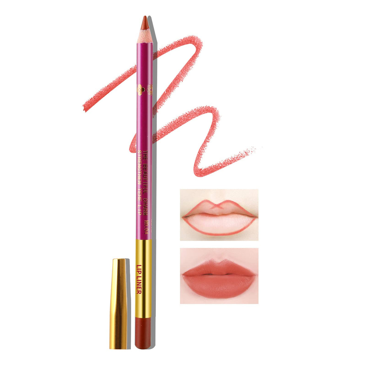 Boobeen Long Lasting Lip Liner Pencil - Waterproof Matte Nude Red Lip Makeup, 0.35 Oz